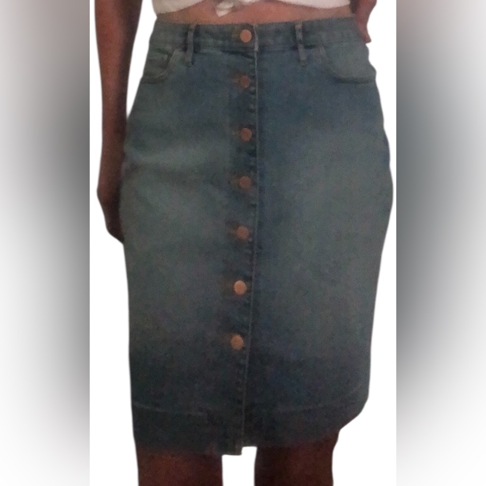 Banana Republic Jean Button Up Midi Above Knee Jean Skirt